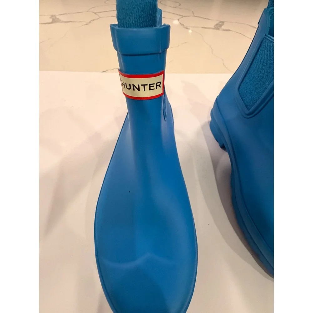Hunter Original Chelsea Blue Rubber Rain Boots Waterproof Womens 5 Boys 4 EU 36